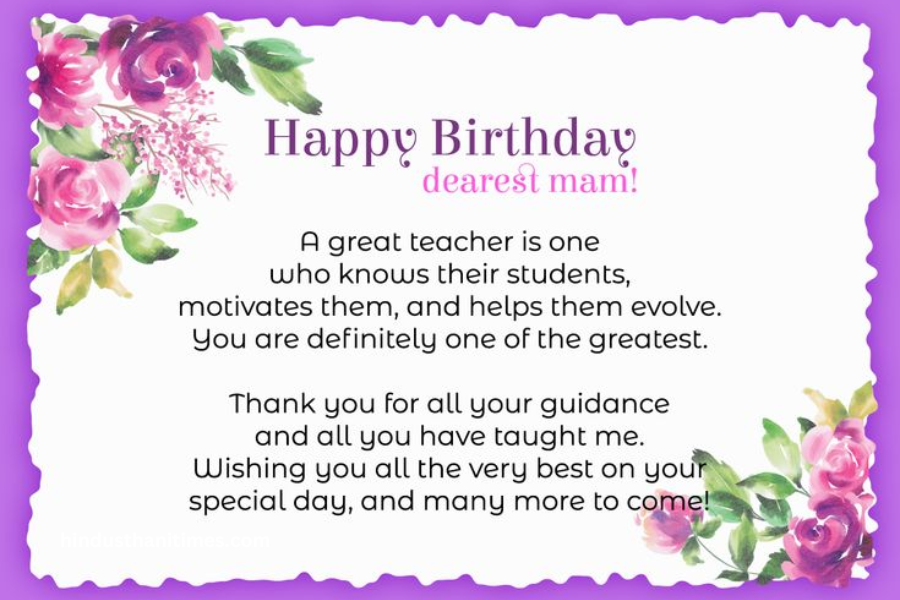 Teacher Happy Birthday Mam
